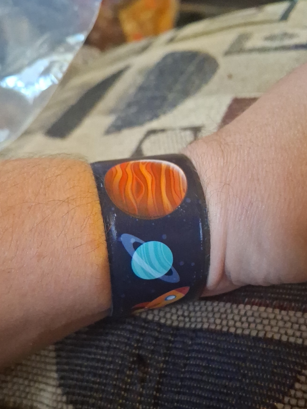 Space-Themed Black Snap Bracelet
